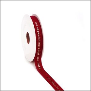 Luxe fluwelen sinterklaas Lint - inpaklint - Rood-Goud - fluweel 15mm x 5 meter