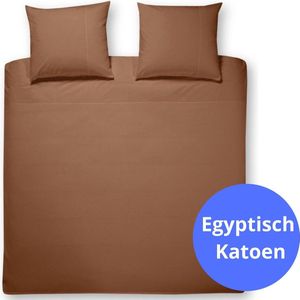 Papillon Mendoza Roest-Bruin Tweepersoons 200x200/220 cm Dekbedovertrek - Hoogwaardige Egyptische Percale Katoen Super Zacht