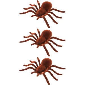 Chaks nep spinnen 18 cm - 3x - bruin - velvet/fluweel tarantula -ï¿½Horror/griezel thema decoratie