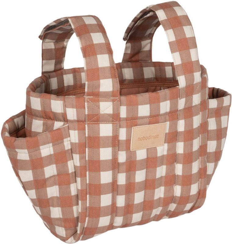 Nobodinoz Hyde Park Kinderwagen organizer 42x22x12cm - Terracotta Checks