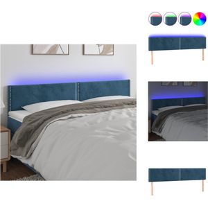vidaXL Hoofdeinde - donkerblauw - stof - 200 x 5 x 78/88 cm - LED-strip - verstelbaar - comfortabel - schaarsymbool - USB-aansluiting - Bedonderdeel