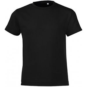 SOLS Kinderen/Kinderen Regent Korte Mouwen Aangepast T-Shirt (Diep zwart)