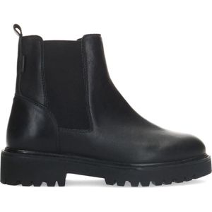 Manfield Leren Enkelboots Zwart