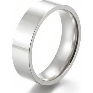 Ring Heren Zilver kleurig - Hoogglans Gepolijst - Staal - Ringen Heren Dames - Cadeau voor Man - Mannen Cadeautjes