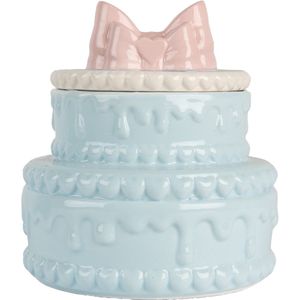 Clayre & Eef Voorraadpot Deksel Taart Ø 13x15 cm Blauw Roze Keramiek