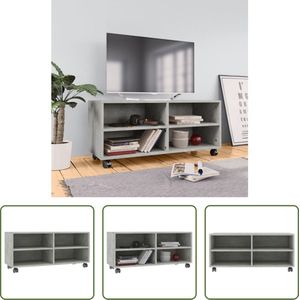 The Living Store TV-meubel - TV-meubel - 90x35x35 cm - Betongrijs hout