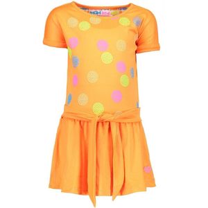 Kidz Art Meisjes Jurk Print Dots Knotted Waist - Oranje - Maat 104