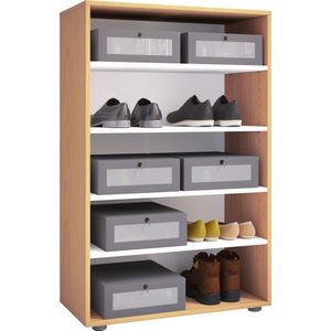 VCM XXL houten grote schoenenkast schoenenrek grote laarzen halmeubel Lona 5 vakken XXL houten grote schoenenkast schoenenrek grote laarzen halmeubel Lona 5 vakken