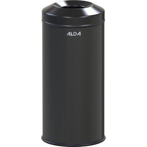 ALDA, Brandwerende prullenbak – 12L - 43xØ20 cm – zwart – afvalbak – vuilnisbak