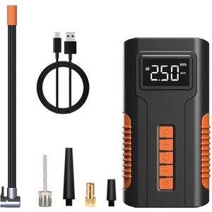 Lopoleis® Draagbare Compressor – Elektrische Fietspomp – Luchtcompressor – Bandenpomp – Auto Fiets Scooter Bal – Zaklamp – Powerbank – 10,3 bar – 6000 mAh – Zwart