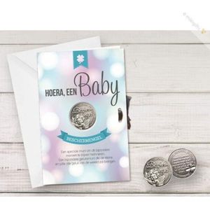 Miko - Hoera, een baby - Geluksmunt GiftCard - Met Envelop - Zwanger - Geboorte