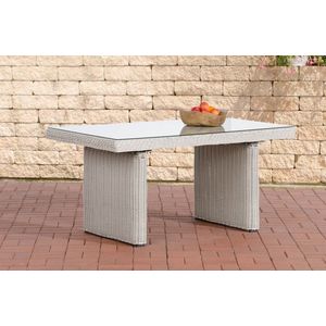 Tuintafel deluxe - Glastafel rotan wicker - Tuinmeubelen - Eettafel - Buitentafel - Salontafel - Creme - 138cm