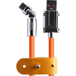 G.O.A.T. Electronics - PowerLeash - USB-A naar USB-C Kabel - Oranje Siliconen - 120 Watt Aanpasbaar Verlicht