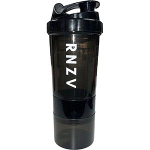 RNZV - Shakebeker - proteïne beker - sportbeker - shakefles - Proteïne Shaker - multifunctioneel - BPA vrij materiaal - 2x uitneembare poeder opslag containers