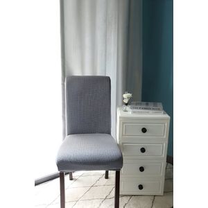 Set van 6 stretch eetkamerstoelhoezen, Jacquard Spandex Dining Parsons Chair Slipcover, afneembare wasbare stoelbeschermer, stoelbekleding voor eetkamer, bruiloft, hotel, banket (grijs)