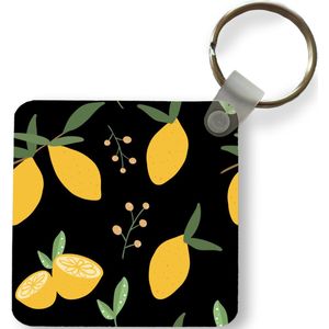 Sleutelhanger - Uitdeelcadeautjes - Citroen - Fruit - Zwart - Patronen - Plastic