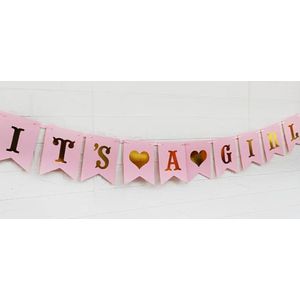 It's a Girl Babyshower Banner Roze met Goud - Slinger - Babyshower - Gender Reveal - Kraamfeest - Geboorte - Slinger - Roze - Meisje