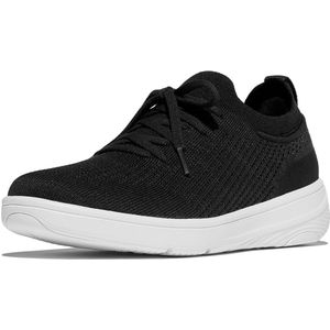 FitFlop Super-Q Knit Slip-On Laced Sneakers ZWART - Maat 38