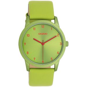 OOZOO Timepieces - Groene horloge met groene leren band - C11169