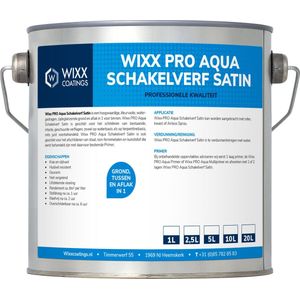 Wixx PRO Aqua Schakelverf Satin - 1L - RAL 9010 | Zuiver Wit