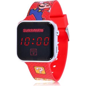 Accutime - LED Watch Super Mario - Kinderhorloge Met LED Display Voor Datum en Tijd - Rood