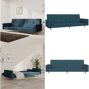 vidaXL Slaapbank 2-zits met 2 kussens fluweel blauw - Slaapbank - Slaapbanken - Slaap Bank - Bedbank