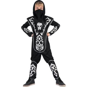 LUCIDA - Doodshoofd ninja kostuum voor jongens - M 122/128 (7-9 jaar)