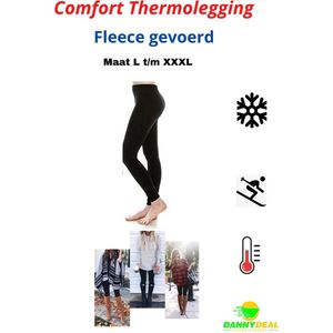 Comfort Thermolegging - Maat L t/m XXXL - Thermobroek - Ondergoed - Outdoor - Winter sport - Legging - Fleece gevoerd - Figuur Corrigerend - Shape Wear Zwart