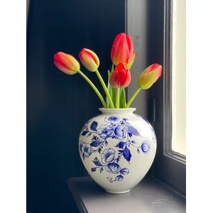 Heinen - Delfts Blauw - Bolvaas bloemen 20cm - vaas keramiek - cadeau vrouw populair