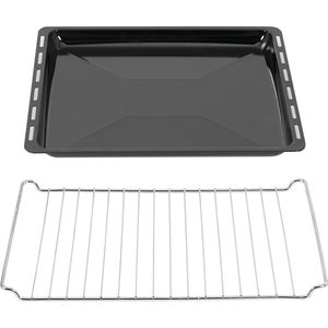 45,5 x 37,5 cm bakplaten en roosterset, 3 cm diep geëmailleerd, vetpan en verchroomd ovenrooster voor oven en fornuis, krasbestendig en roestvrij, 455 x 375 x 30 mm