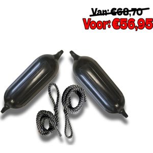Fes Fenderpack 3 - 2x Stootwil 16cm x 58cm inclusief 2x fenderlijn - Stootwil fender - Boot fender - Fender boei