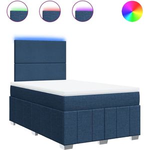 vidaXL - Boxspring - met - matras - stof - blauw - 120x190 - cm