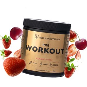 Rebuild Nutrition Pre-Workout - Pre Workout Per Scoop 400 mg Cafeïne - Preworkout Haal Het Maximale Uit Je Trainingen - Energy Drink - Aardbei Kers smaak - 30 doseringen - 300 gram