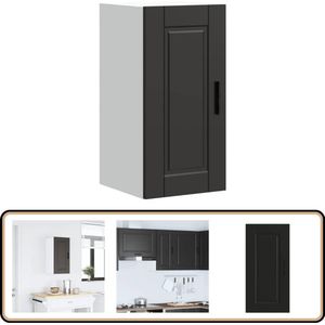 vidaXL Keukenwandkast Porto zwart 60x30x31 cm Keukenkast - Wandkast - Opbergruimte - Houten Kast - Zwarte Kast