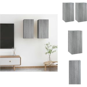 vidaXL Hangend tv-meubel - Grijs Sonoma Eiken - 30.5 x 30 x 60 cm - Bewerkt hout - Set van 2 - Kast