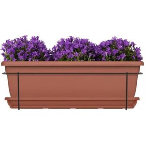 Plantenbakset met metalen steun en bakje - GARDEN ID Relax - Terra. 50 cm - Gerecycled en 100% recyclebaar - Volume voor planten