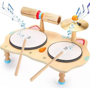 Kinder Drum Set - voor peuters van 3-5 jaar - Baby Houten Percussie Muziekspeelgoed voor Kleine Jongens en Meisjes