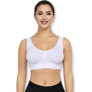 Comfort BH zonder beugel - Maat XXL - Wit - Met uitneembare bh vulling - Extra comfortabele Sport BH - Zwangerschaps bh - Beugelloze bh - met push up - Magic bra - met pads