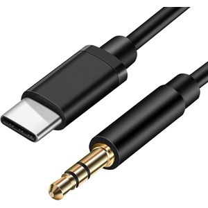 Qost - USB-C naar Aux kabel - Zwart - 1 Meter - 3,5 mm jack naar USB-C - Male to Male - Compatibel met iPhone 15 / 15pro / 15plus / 15pro max / iPad Pro / Air, Galaxy S23 Ultra / S23 / S22 / S21, Huawei P60 / 50 / 40 etc.