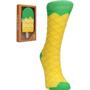 OHNO Cadeau Artikelen Funny Ananas Ijs Sokken - Geel, Cadeauverpakking