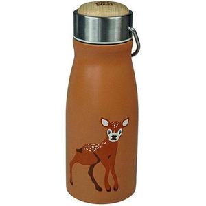 THE ZOO COLLECTION - flask, thermosfles, roestvrij staal, dop bevat plastic / FSC-hout, baby deer, hert, mat, 300 ml