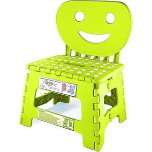 2-in-1 inklapbare kinderstoel met opstapkruk met rugleuning, stabiele stap, veilige pasvorm, eenvoudig in gebruik, ook perfect voor keuken of badkamer, groen