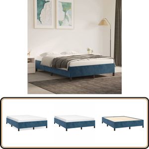 vidaXL Bedframe 140x190 cm Fluweel Donkerblauw Fluweel Bed Frame - Donkere Kleuren Bed - Tweepersoons Bed - Boxspring Alternatief - Slaapcomfort