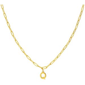 Lucardi Dames Stalen goldplated ketting closed forever letter Q - Ketting - Staal - Goudkleurig - 47 cm