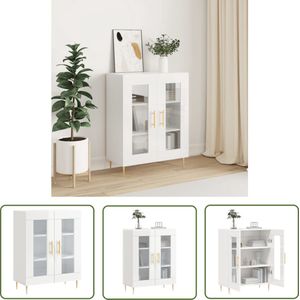 vidaXL Commode - Dressoir - Dressoir 69,5x34x90 cm bewerkt hout hoogglans wit - Houten Dressoir - Witte Dressoir - Vintage Dressoir