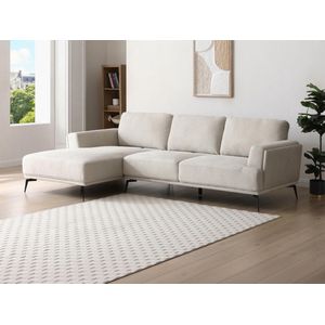 Vente-unique Hoekbank met hoek links met schuivende rugleuning van beige stof met textuur ARSODA L 283 cm x H 88 cm x D 185 cm