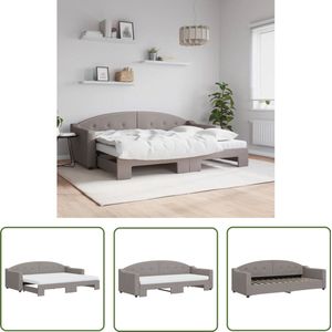 vidaXL Slaapbank met onderschuifbed - Taupe Slaapbank - Sofa Bed - Onderschuifbed - Taupeclubfauteuil - Zitmeubel