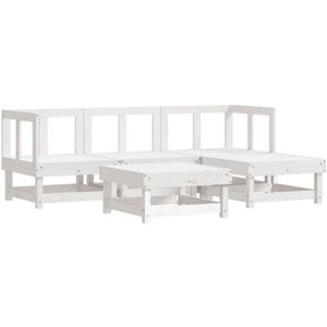 vidaXL Loungeset - Loungesets - Tuinset - Tuinbank - 5-delige Loungeset massief grenenhout wit