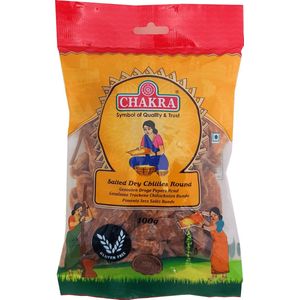 Chakra - Gezouten Droge Ronde Pepers - Salted Dry Chillies Round - 3 x 100 g