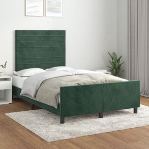 The Living Store Bedframe zonder matras 120x200 cm fluweel donkergroen - Donkergroen Bed Frame - Velvet Bed Frame - Tweepersoons Bed Frame - Boxspring Bed Frame - Stapelbed Frame